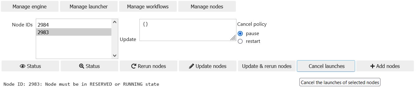 Manage nodes