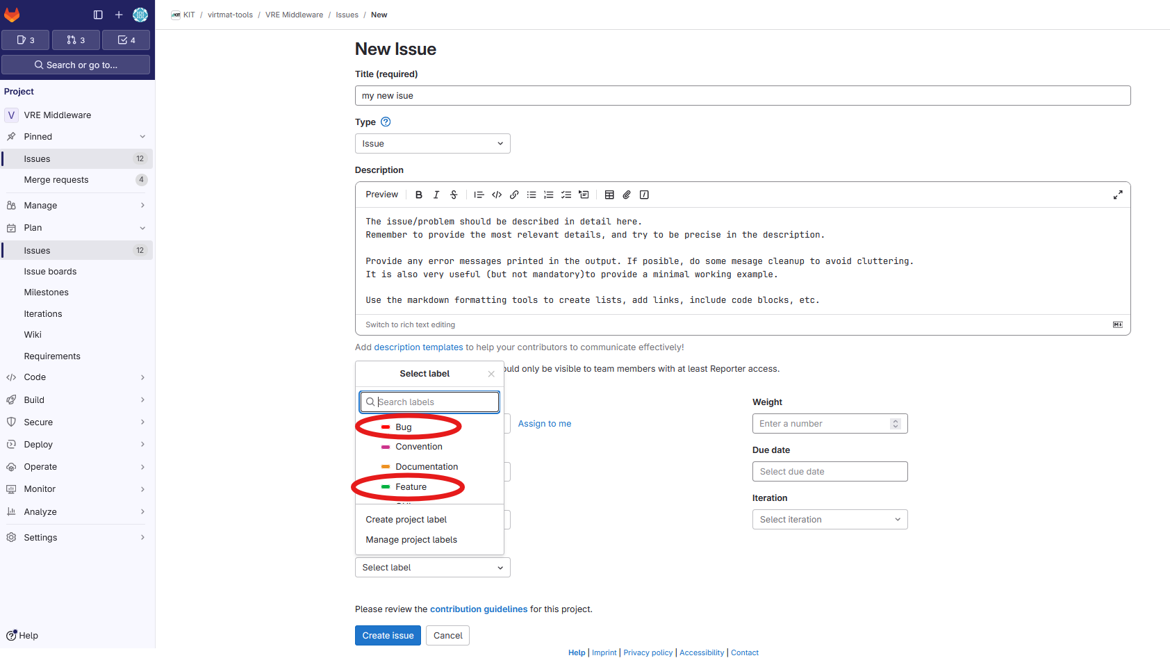 Assign a label to the issue
